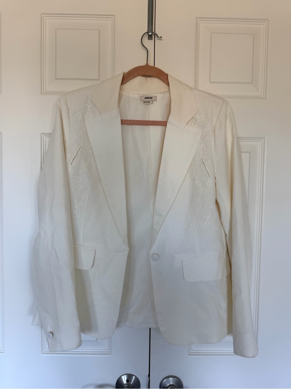 Jason Wu Cream Embroidered Single-Button Blazer